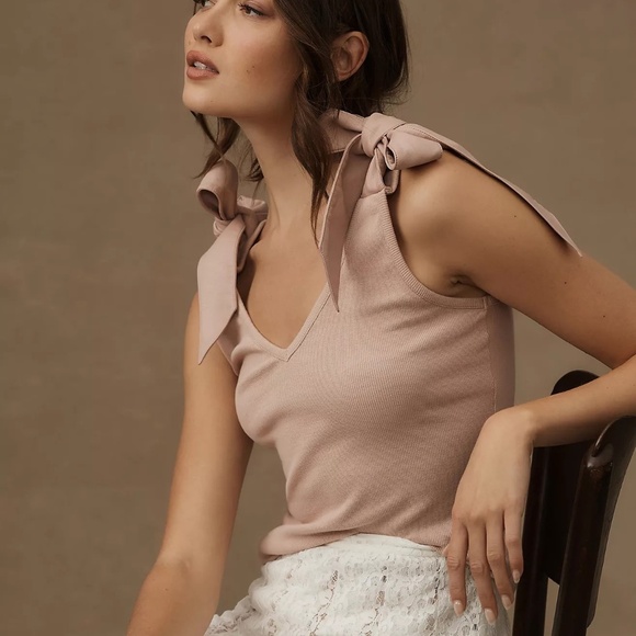 Anthropologie Tops - NWT Anthropologie Maeve Faux Leather Bow-Strap Tank